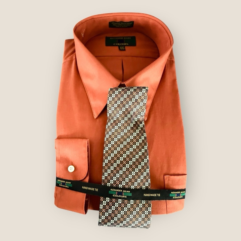 Alexander Julian Colours Shirt Hand Made Tie Size  XL 17-17.5 34/35 Ships N 24h